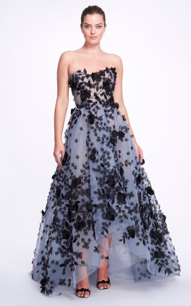 Marchesa Floral-Appliqued Tulle Gown ...
